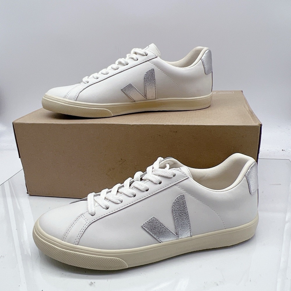 Veja Esplar Women's Fashion Sneakers White Silver Leather Lace Up EU 39 US 8 - Picture 2 of 12
